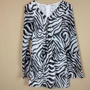 Princess Poly Trevino Long Sleeve Mini Animal Print Sheer Lined Dress; Size 4